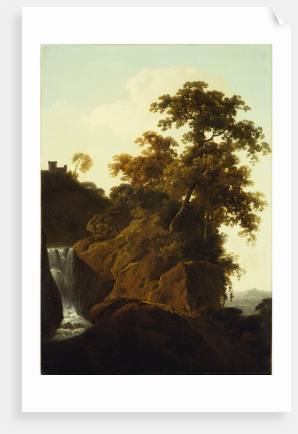 Rocky Landscape with a Waterfall by Joseph Wright of Derby