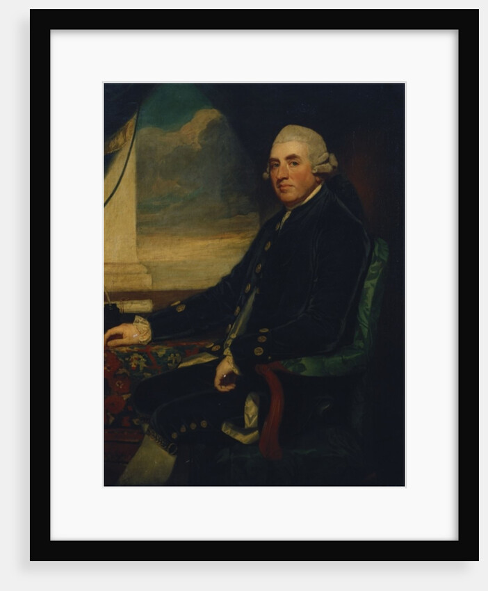 Portrait of the First Earl of Farnham, seated, three-quarter length, by an open window by George Romney
