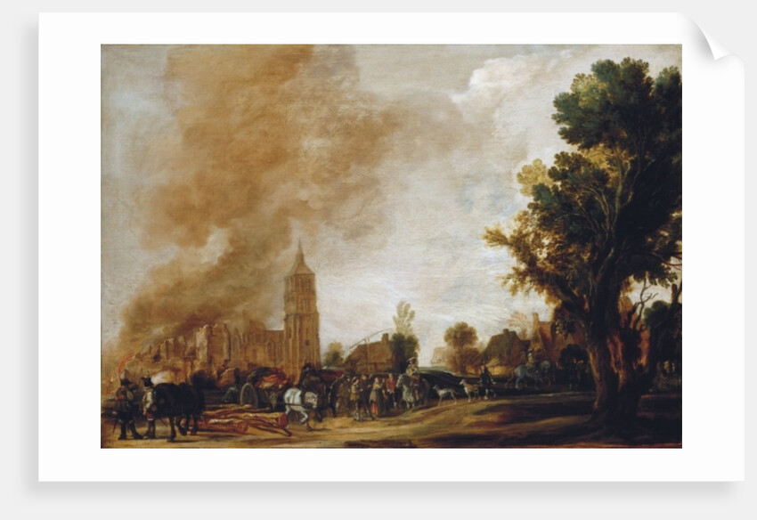 Soldiers Leaving a Burning Village, 1637 by Aert van der Neer