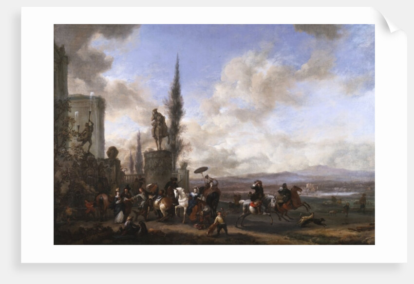 Departure for the Hunt by Philips Wouwermans or Wouwerman