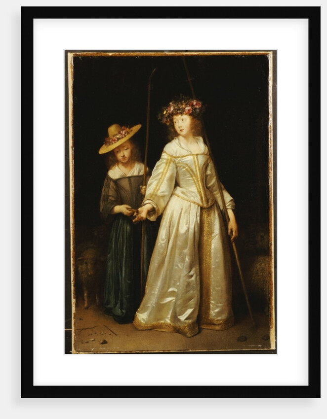 The artist's stepsister, with her younger sister Catharina giving her a flute, 1651 by Gerard ter Borch or Terborch
