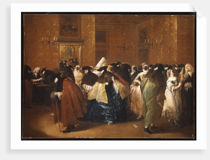 Ladies and Gentlemen in Carnival Costume in the Ridotto, Venice by Francesco Guardi