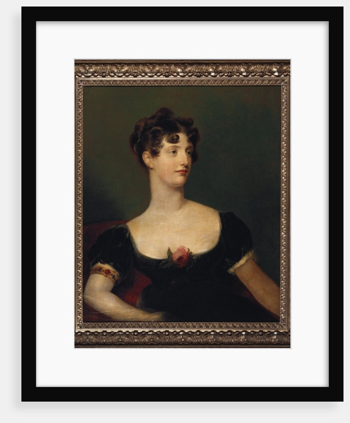 Portrait of Lady Beresford, seated, half-length in a black dress decorated with a rose by Thomas (attr. to) Lawrence