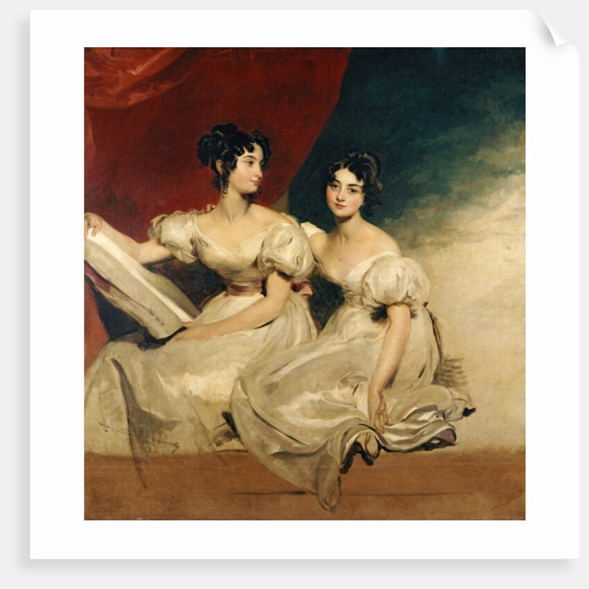 A double portrait of the Fullerton sisters, seated full length, in white dresses, c.1825 by Thomas Lawrence