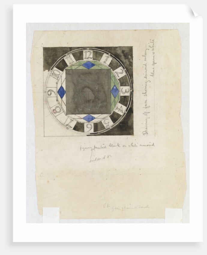 Design for a clock face, for W.J. Bassett-Lowke, 1917 by Charles Rennie Mackintosh