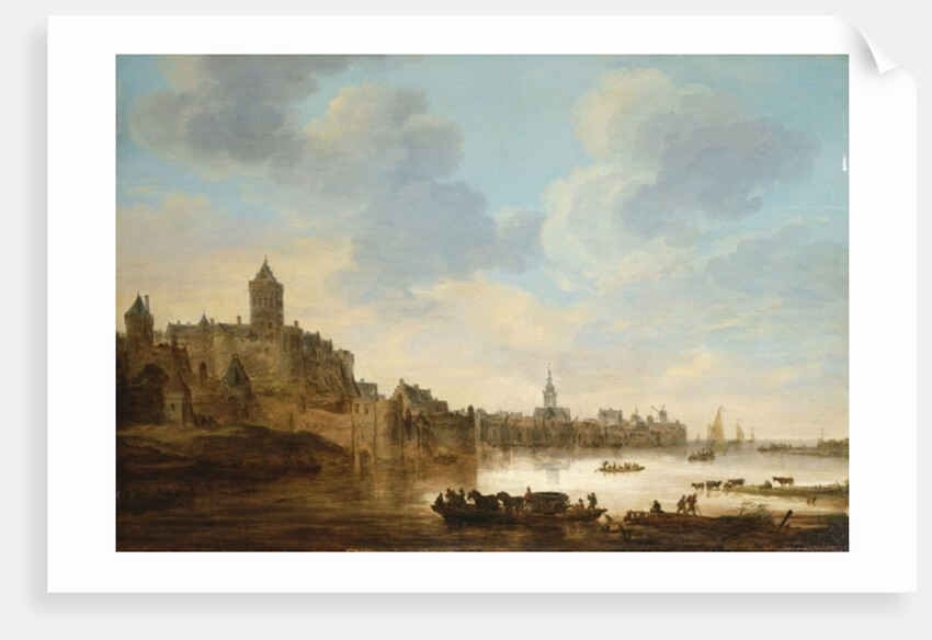 A town on the banks of a river, with a ferry, 1648 by Jan Josephsz van Goyen