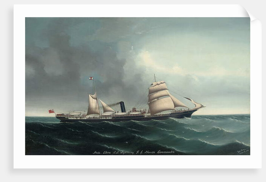 The Indo-China steamship Lightning under sail and steam, 1892 by Lai Fong