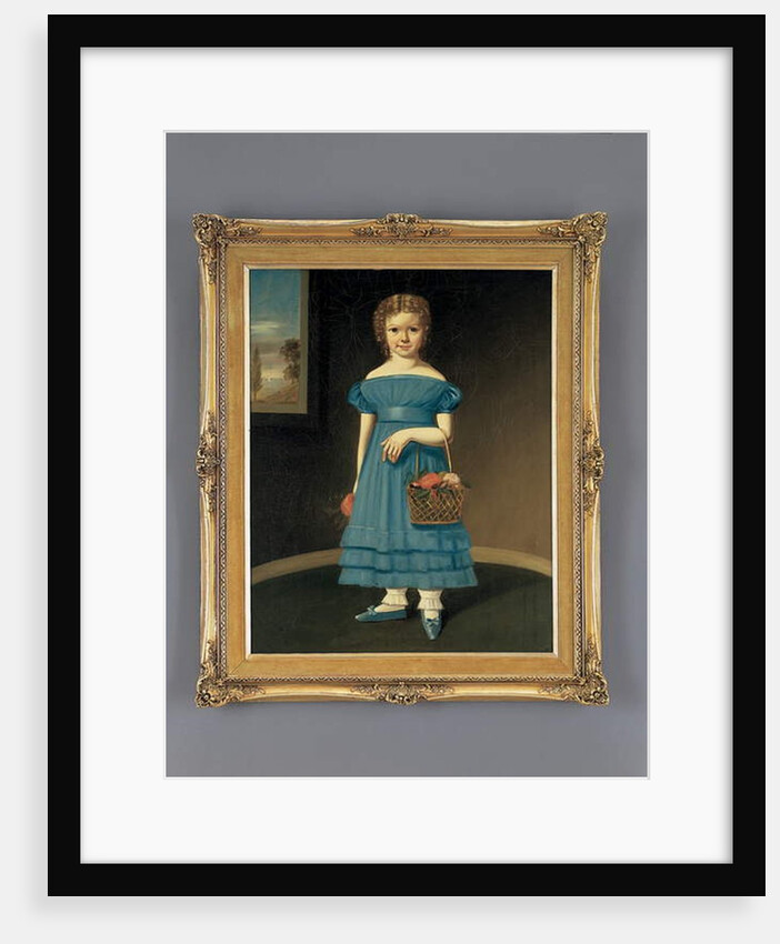 Girl with Basket of Flowers by American School