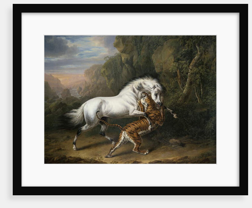 A Tiger attacking an Arab Stallion, 1824 by Charles Towne