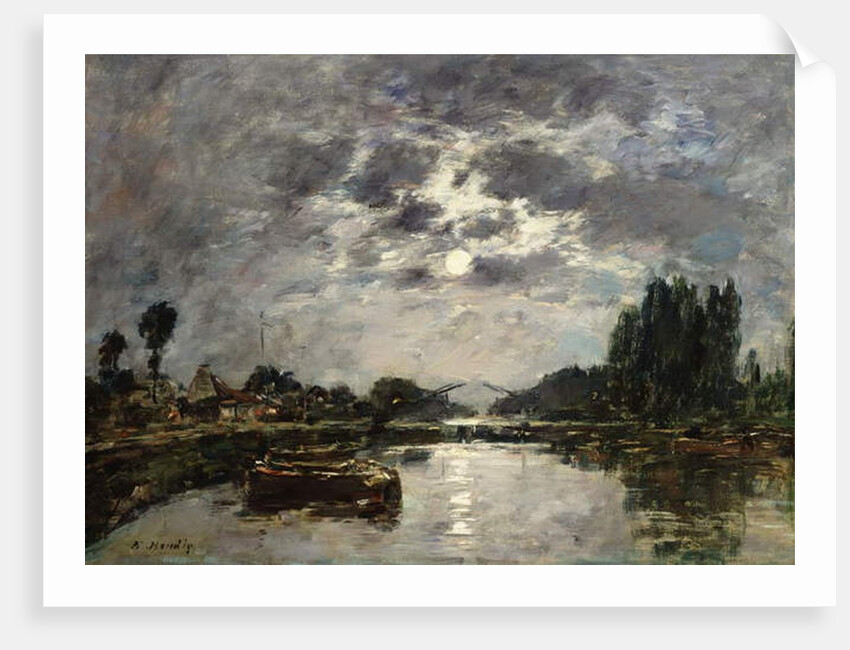 Moonlight, Canal de St. Valery, 1891 by Eugene Louis Boudin