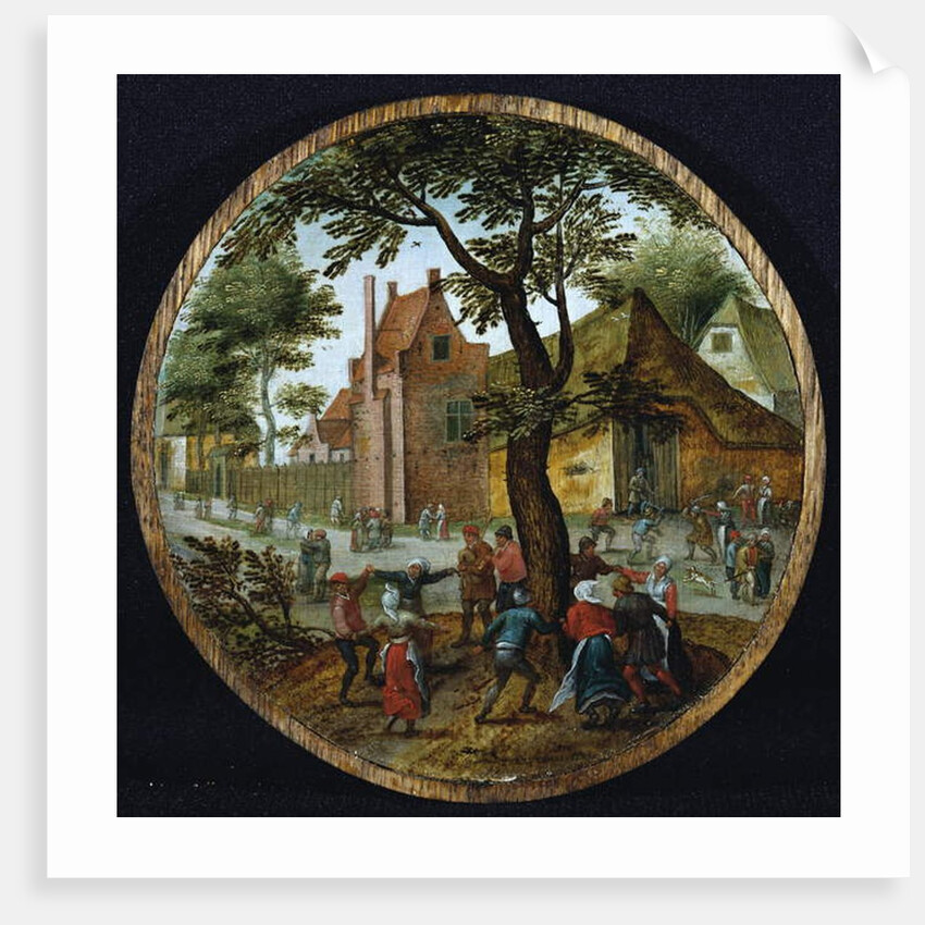 Peasants dancing around a tree in a village street, 1625 by Pieter the Younger Brueghel
