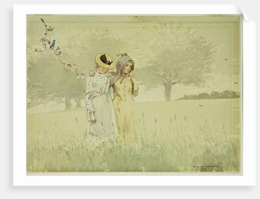 Girls strolling in an Orchard, 1879 by Winslow Homer