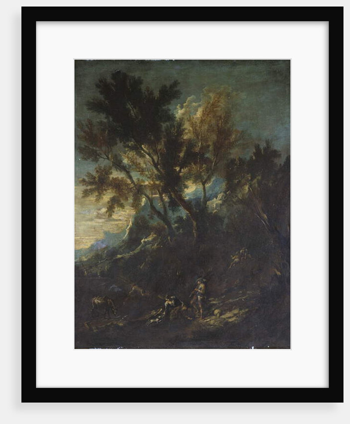 A Mountain Landscape with Pastoral Figures by Alessandro Magnasco