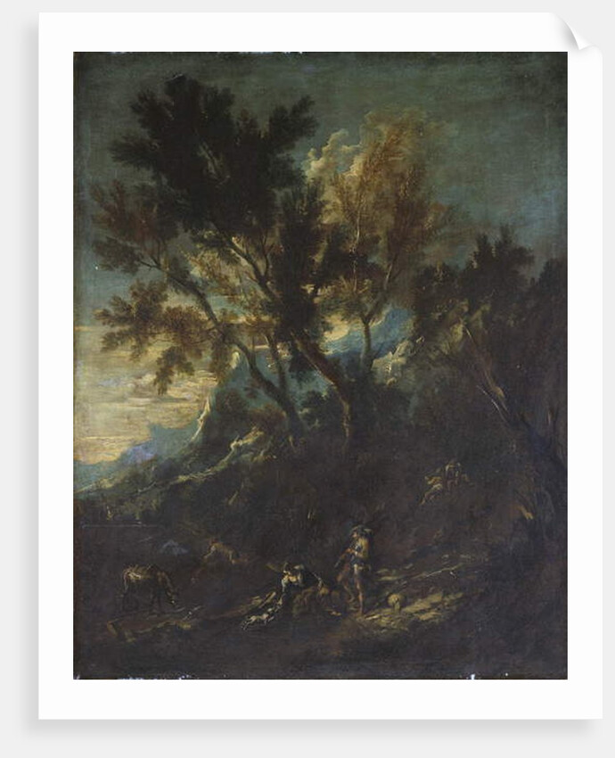 A Mountain Landscape with Pastoral Figures by Alessandro Magnasco