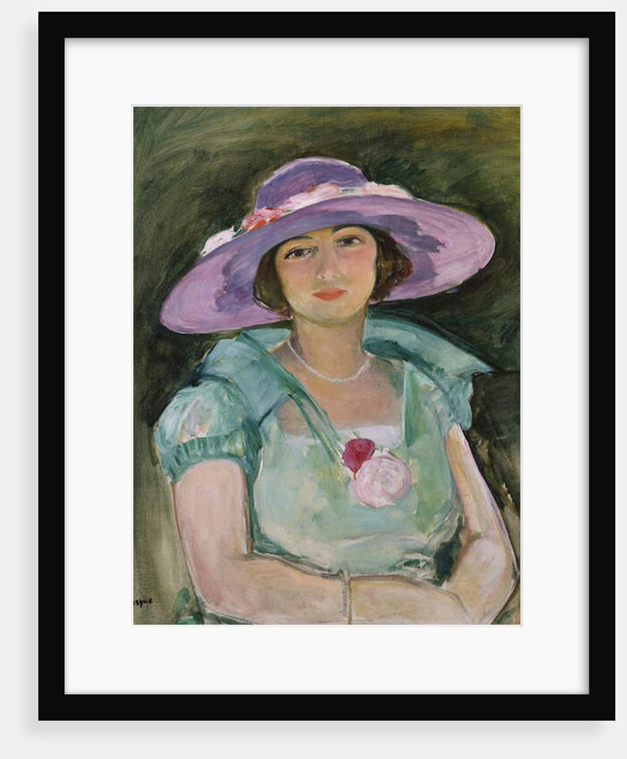 Portrait of Marthe Lebasque in a purple hat, 1925-26 by Henri Lebasque
