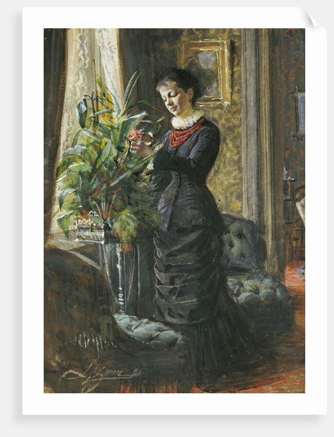 Portrait of Fru Lisen Samson, nee Hirsch, arranging Flowers at a Window, 1881 by Anders Leonard Zorn