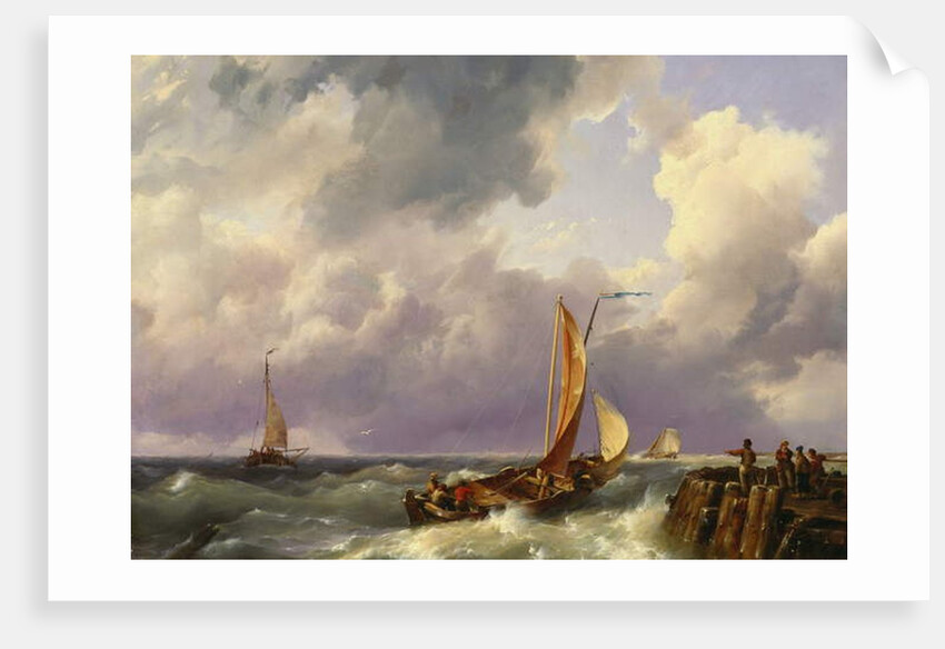 Shipping off a Jetty, 1852 by Hermanus the Younger Koekkoek