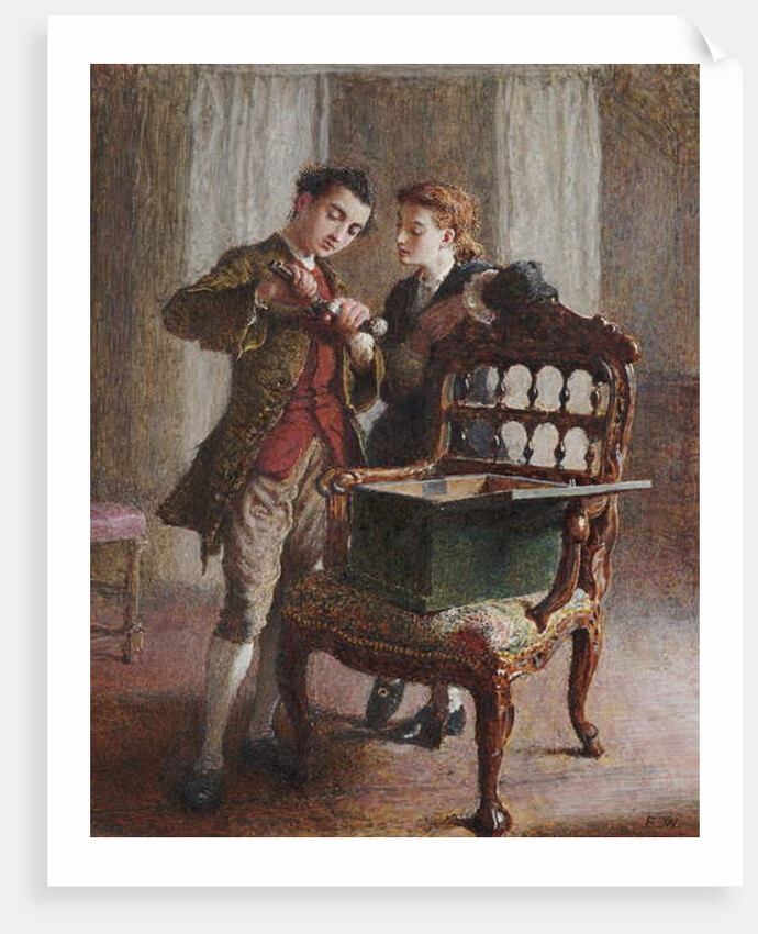 A Drawing Room Scene with an imposing open Armchair by Frederick Walker