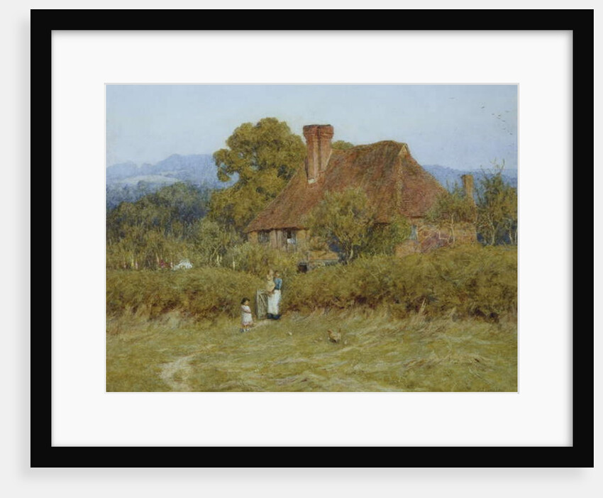 Cottage at Broadham Green, Surrey, in Sunset Light by Helen Allingham