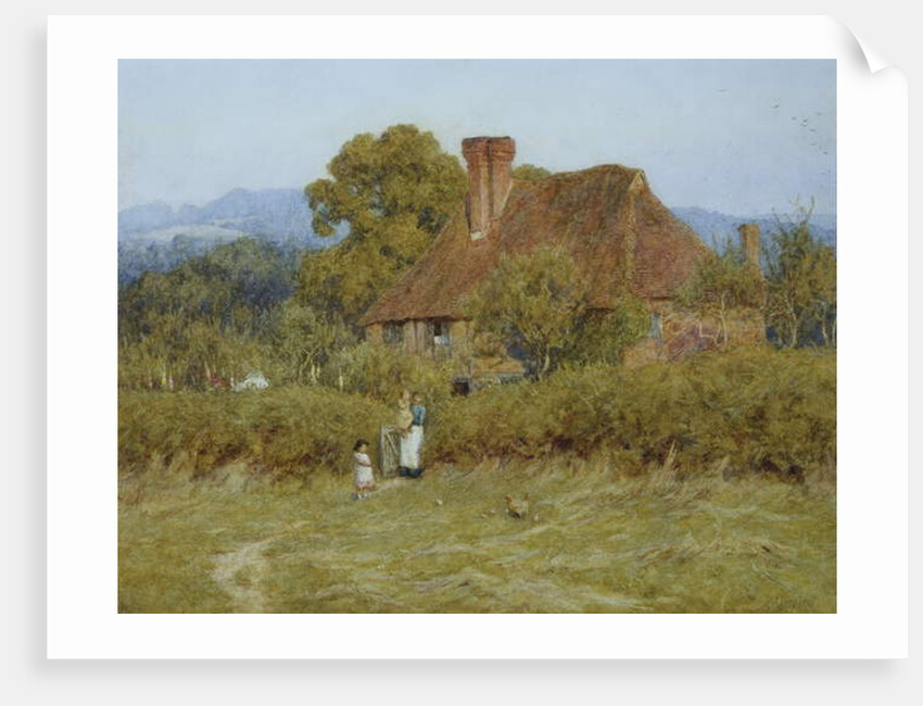 Cottage at Broadham Green, Surrey, in Sunset Light by Helen Allingham
