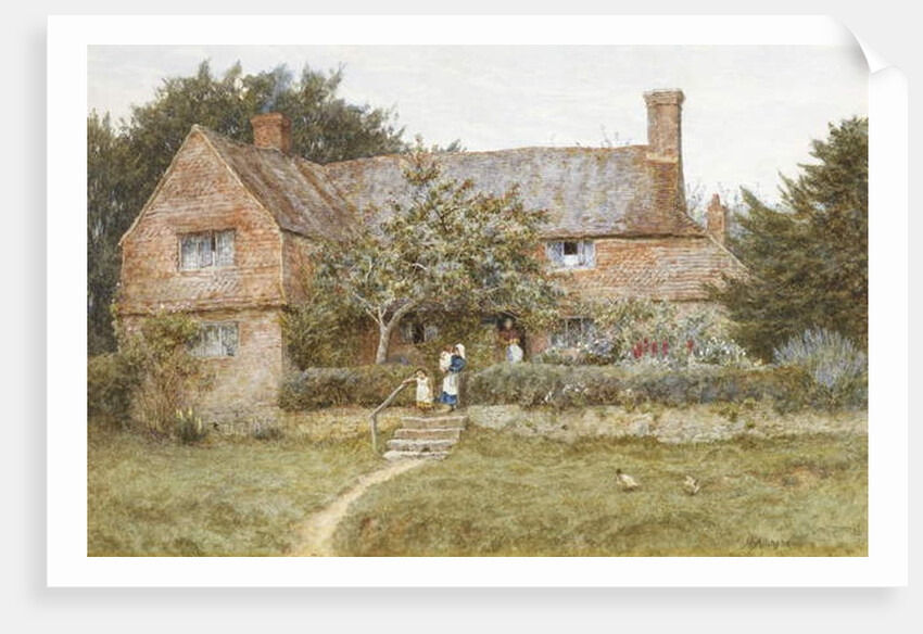 A Surrey Cottage with a Mother and her Children by Helen Allingham