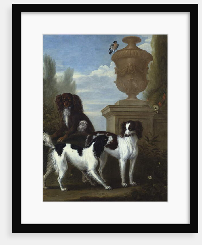 Three Spaniels by an Urn in a Wooded Landscape by John Wootton