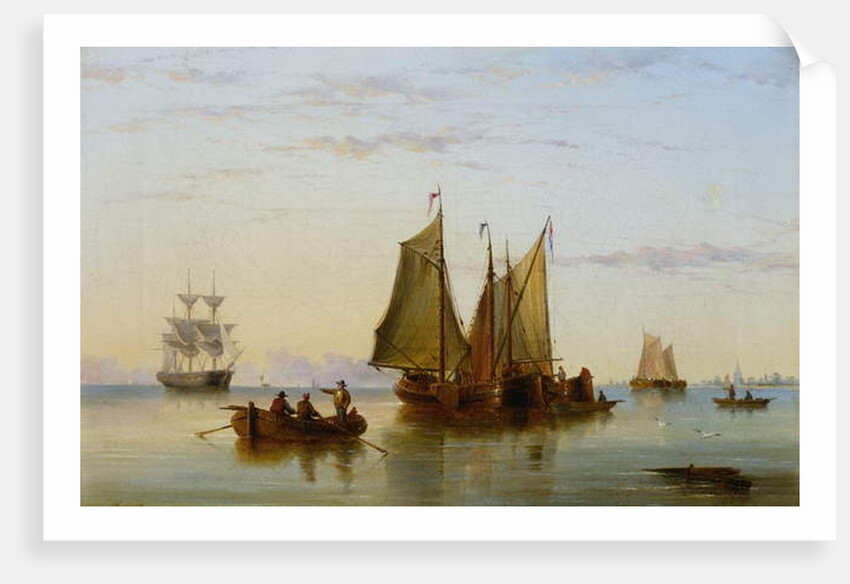 Fishing Boats and other Vessels on the Scheldt near Rotterdam, 1852 by Henry Redmore