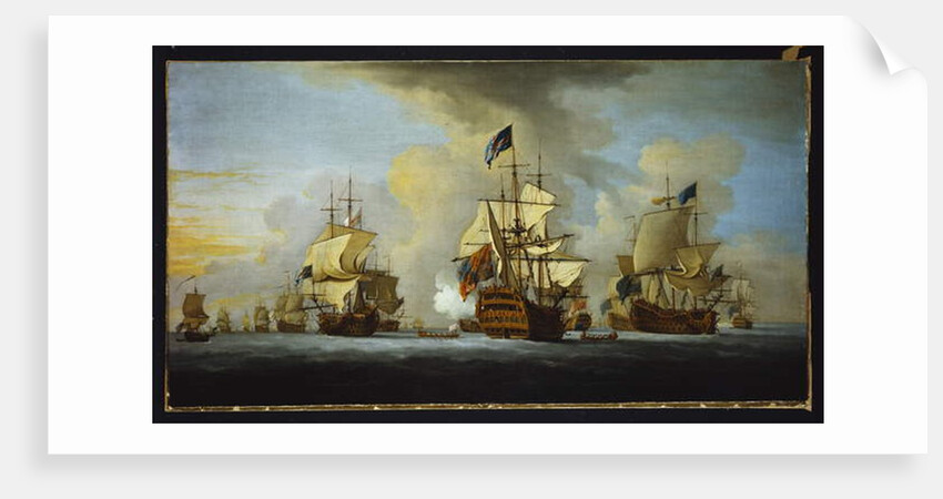 The English Fleet at Anchor with the Admiral's Ship signalling to the Vice and Rear Admirals of the White and Blue Squadrons by Peter Monamy