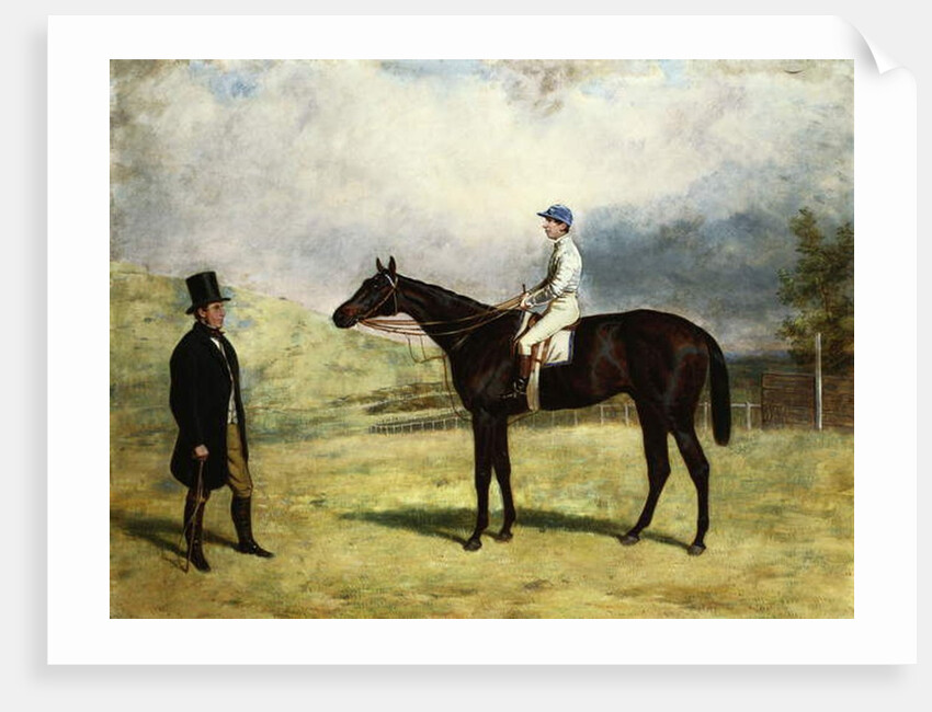 A Gentleman by his Racehorse with Jockey Up on a Racecourse, 1863 by Harry Hall