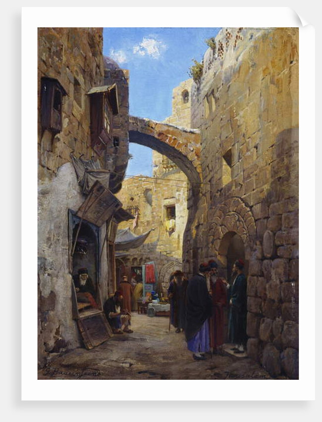 Street Scene in Jerusalem by Gustave Bauernfeind