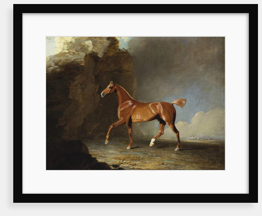 A Golden Chestnut Racehorse by a Rock Formation, 1800 by Benjamin Marshall