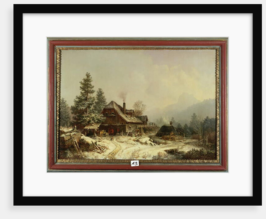 The Old Mill in Winter by Heinrich Burkel