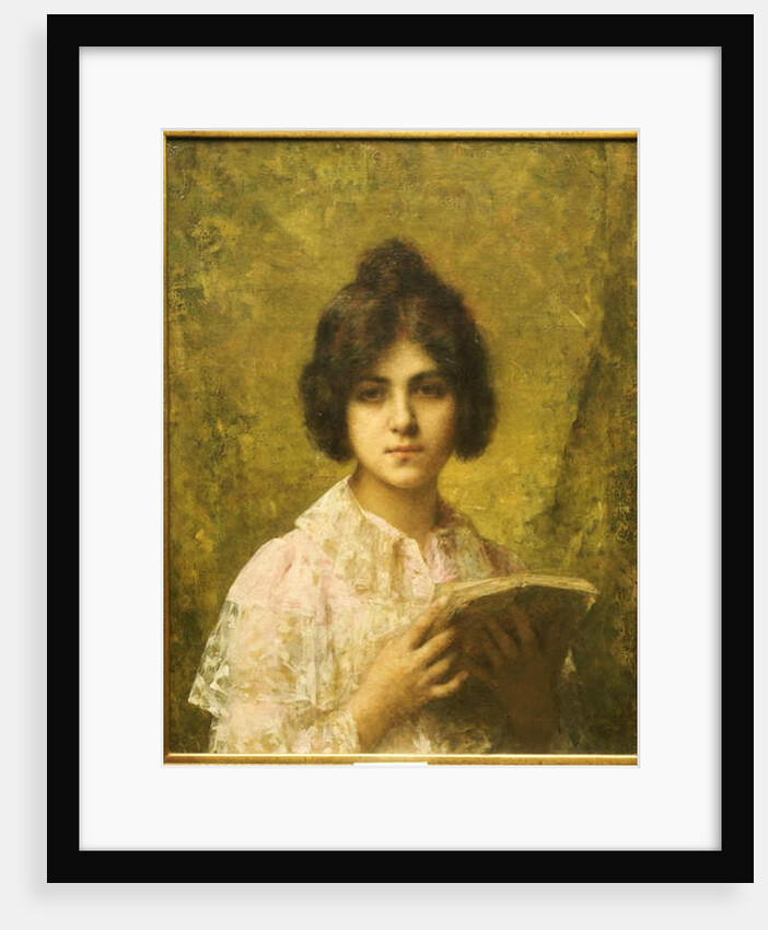 Young Woman holding a Book by Alexei Alexevich Harlamoff