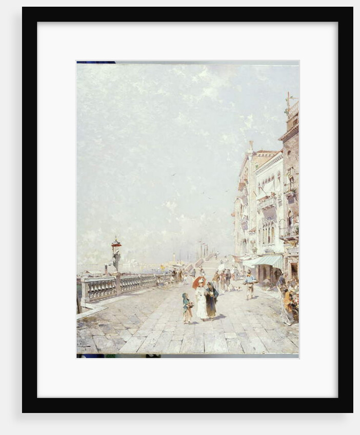 The Molo, Venice, looking West with figures Promenading by Franz Richard Unterberger