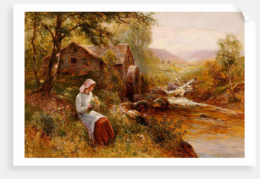 A Young Girl picking Spring Flowers by Ernest Walbourn