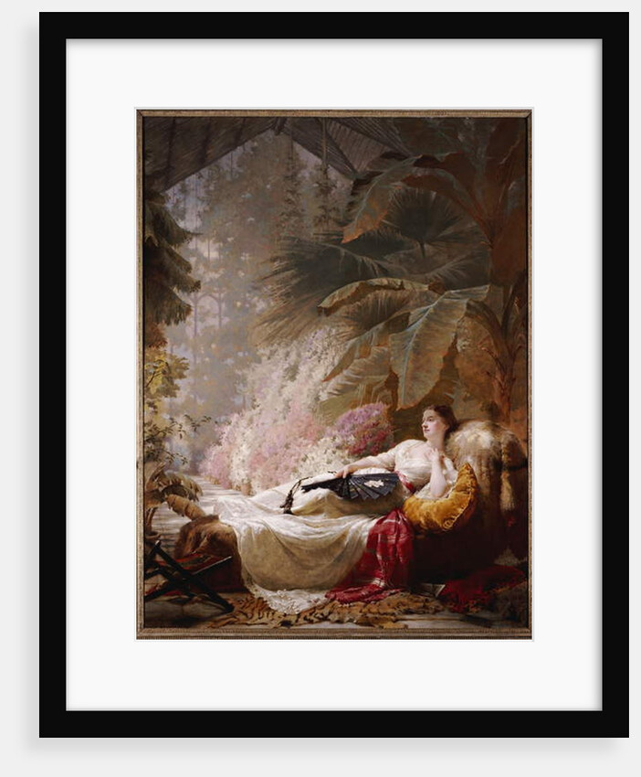 Portrait of Adelaide Maria Guinness, reclining on a Sofa in a Conservatory, 1885 by George Elgar Hicks