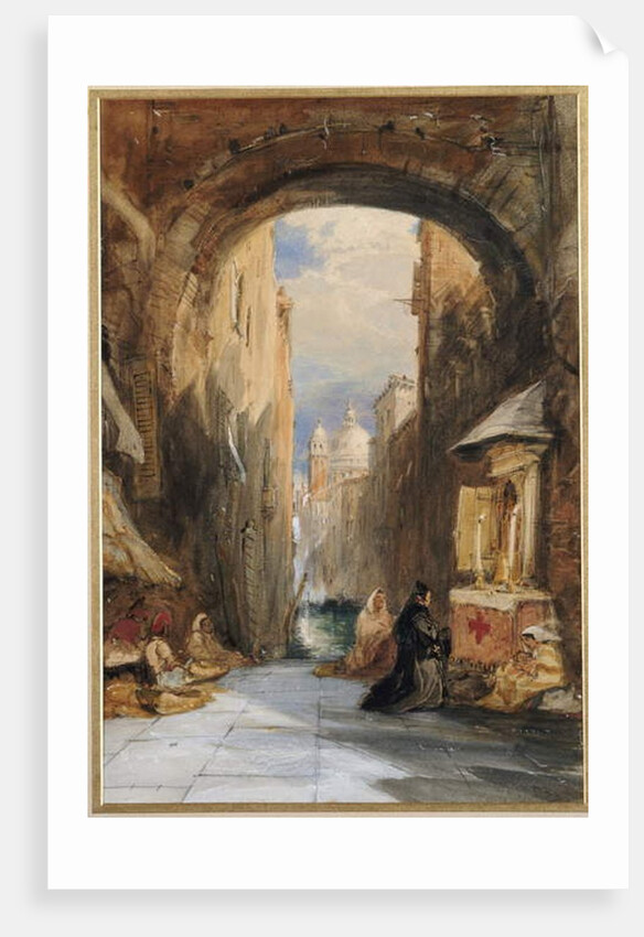 Venice: an Edicola beneath an Archway, with Santa Maria della Salute in the Distance, 1853 by James Holland
