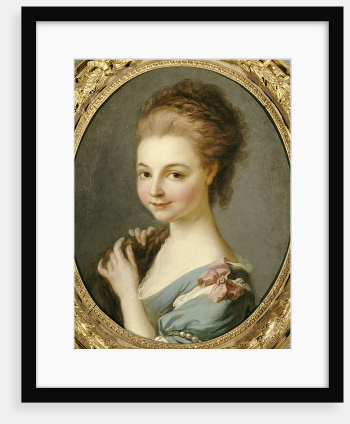 A Girl in a Blue Dress with a Pink Ribbon by Carle van Loo