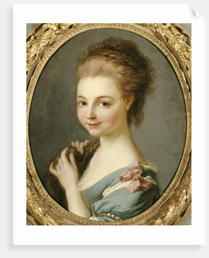 A Girl in a Blue Dress with a Pink Ribbon by Carle van Loo