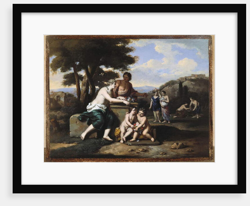 Nymphs gathering Flowers in a Landscape by Gerard Hoet