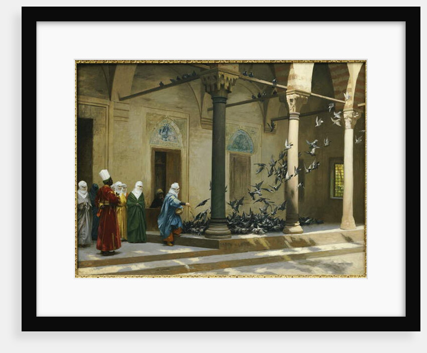 Harem Women feeding Pigeons in a Courtyard by Jean Leon Gerome