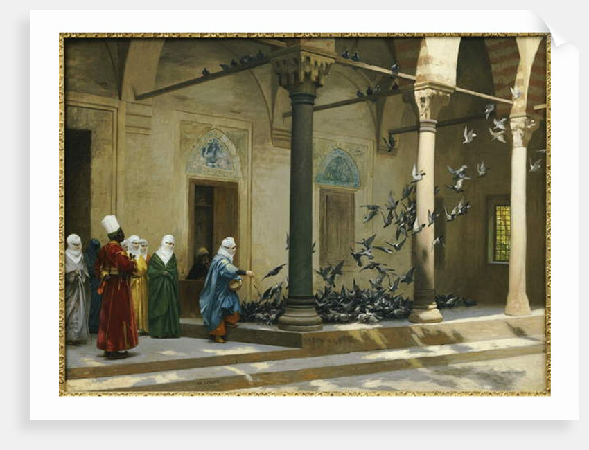 Harem Women feeding Pigeons in a Courtyard by Jean Leon Gerome