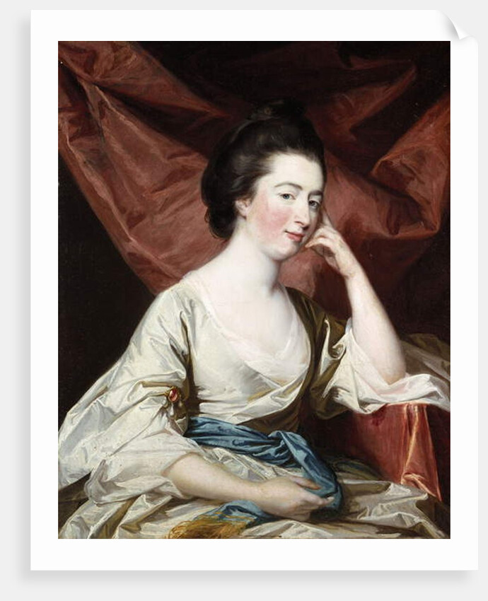 Portrait of a Lady in a White Dress and Blue Sash by Francis Cotes