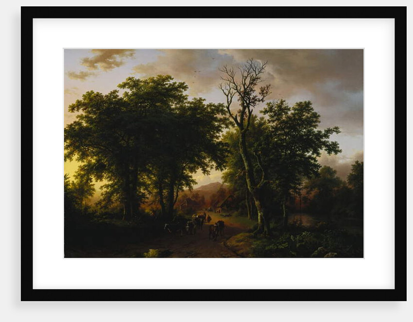 Travellers on a Path at Sunset by Barend Cornelis Koekkoek