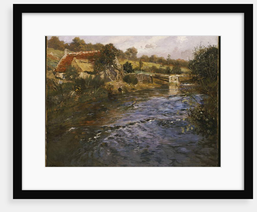 River Landscape with a Washerwoman by Fritz Thaulow