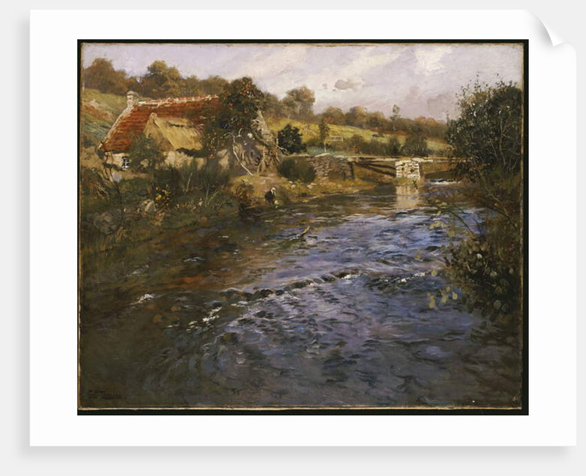 River Landscape with a Washerwoman by Fritz Thaulow