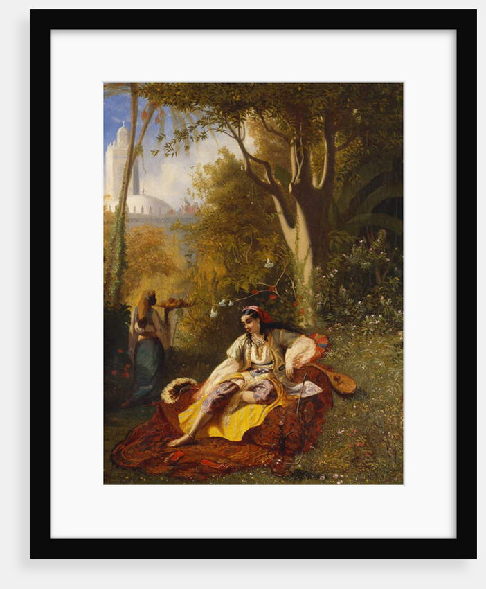 An Algerian Woman and her Servant in a Garden, 1844 by Charles Theodore Frere