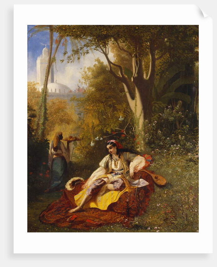 An Algerian Woman and her Servant in a Garden, 1844 by Charles Theodore Frere