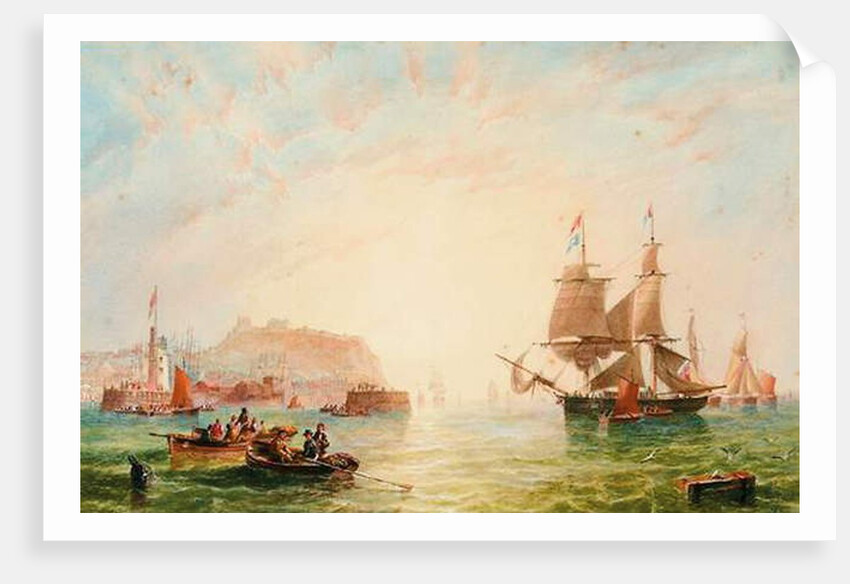 A trading brig and other vessels off the entrance to Scarborough by John Wilson Carmichael