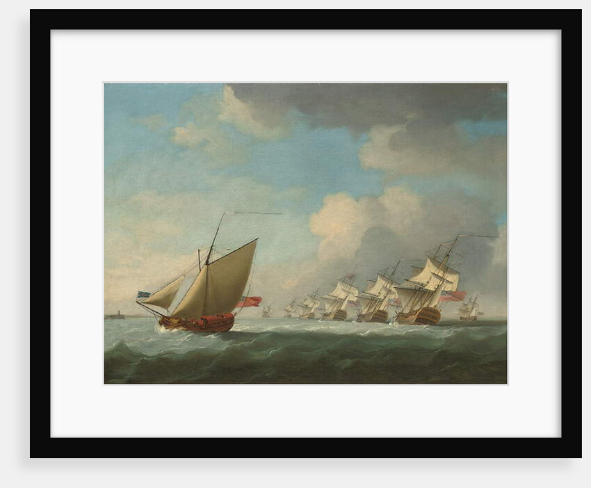 A squadron of the Red beating its way up the Channel with an Admiralty yacht inshore by Francis Swaine